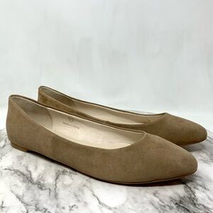 J. Jill Taupe Suede Pointed Toe Ballet Flats 9.5 Minimalist Neutral Classic